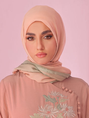 Kiku Bloom Two Tone Silk Chiffon Scarves